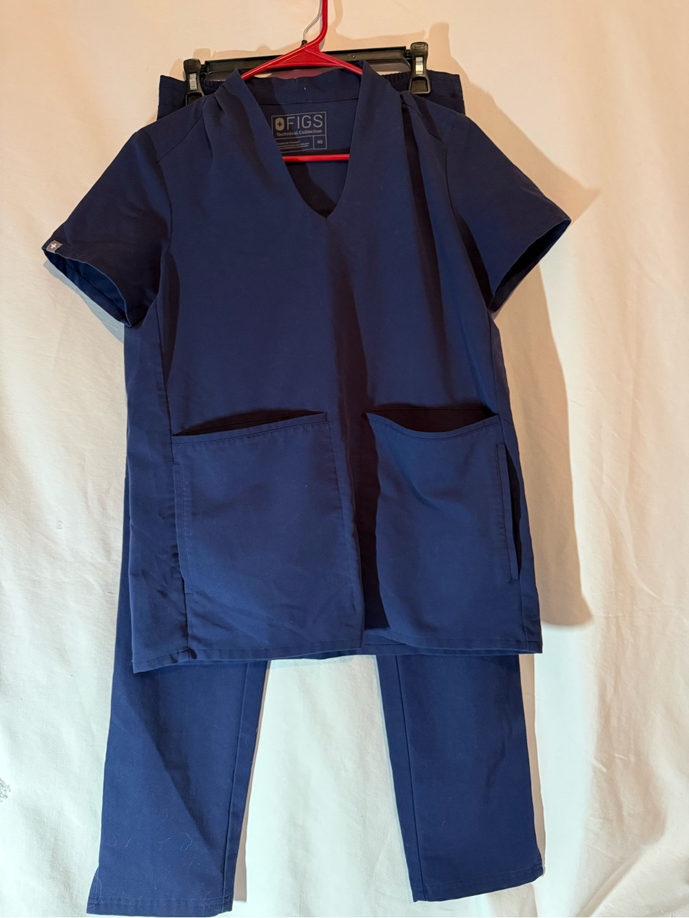 FIGS Technical Collection Scrub Set Women XS Navy Blue Top Cargo Pants